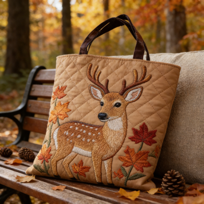 Fall Forest Embroidery Tote bag