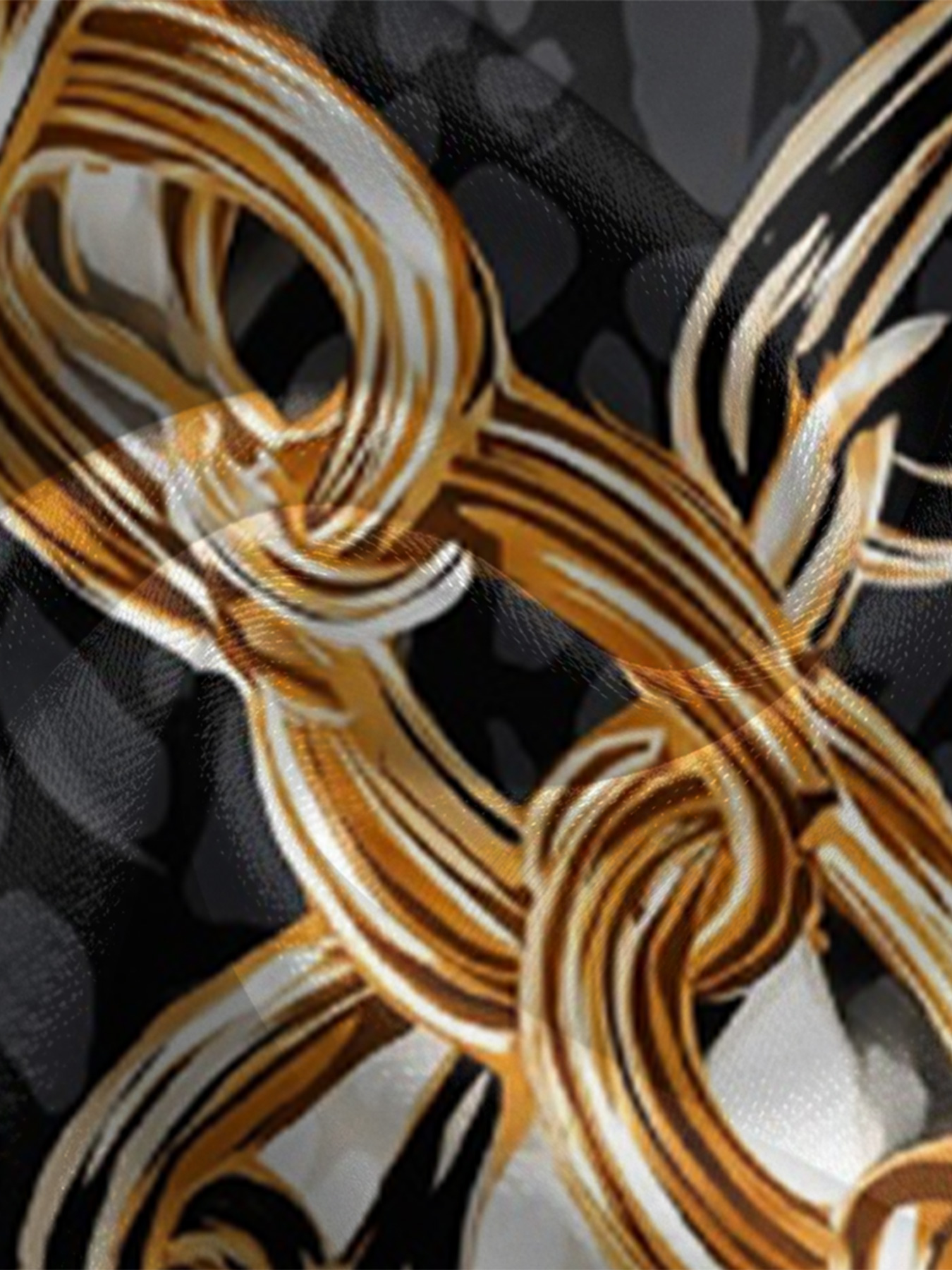 Leopard & Baroque Chain Long Sleeve Zip-Up Jumpsuit NML134