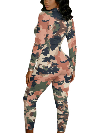 Desert Camouflage Long Sleeve Zip-Up Jumpsuit 