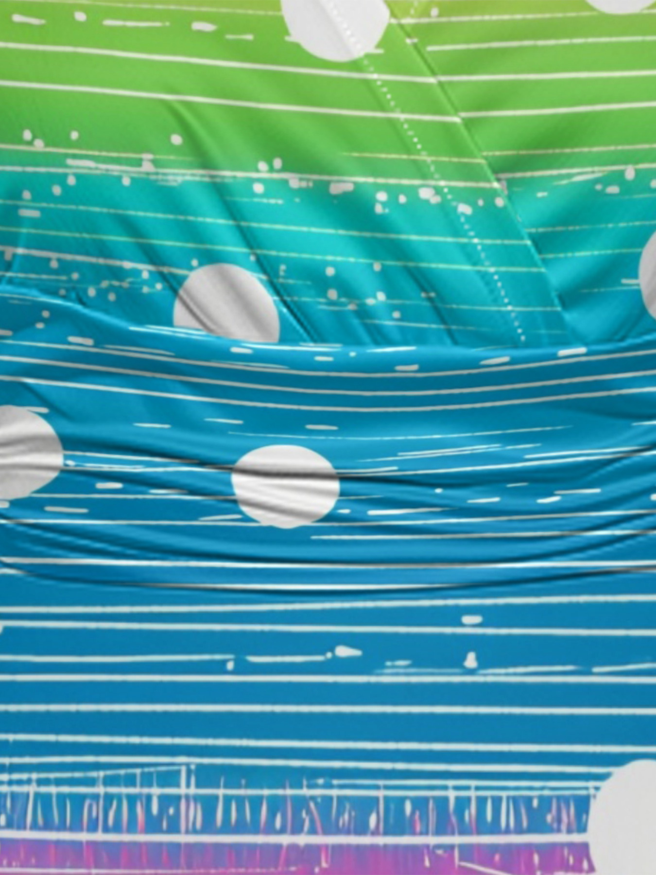 Rainbow Polka Dot Cap Sleeve V-Neck Midi Dress