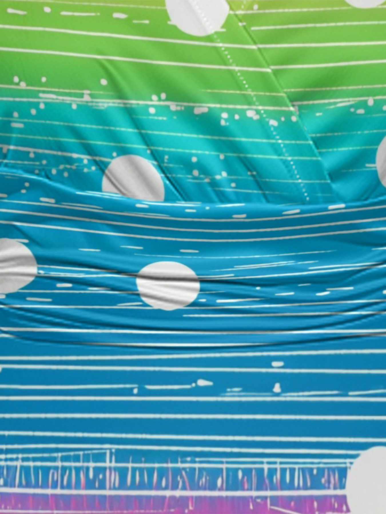 Rainbow Polka Dot Cap Sleeve V-Neck Midi Dress