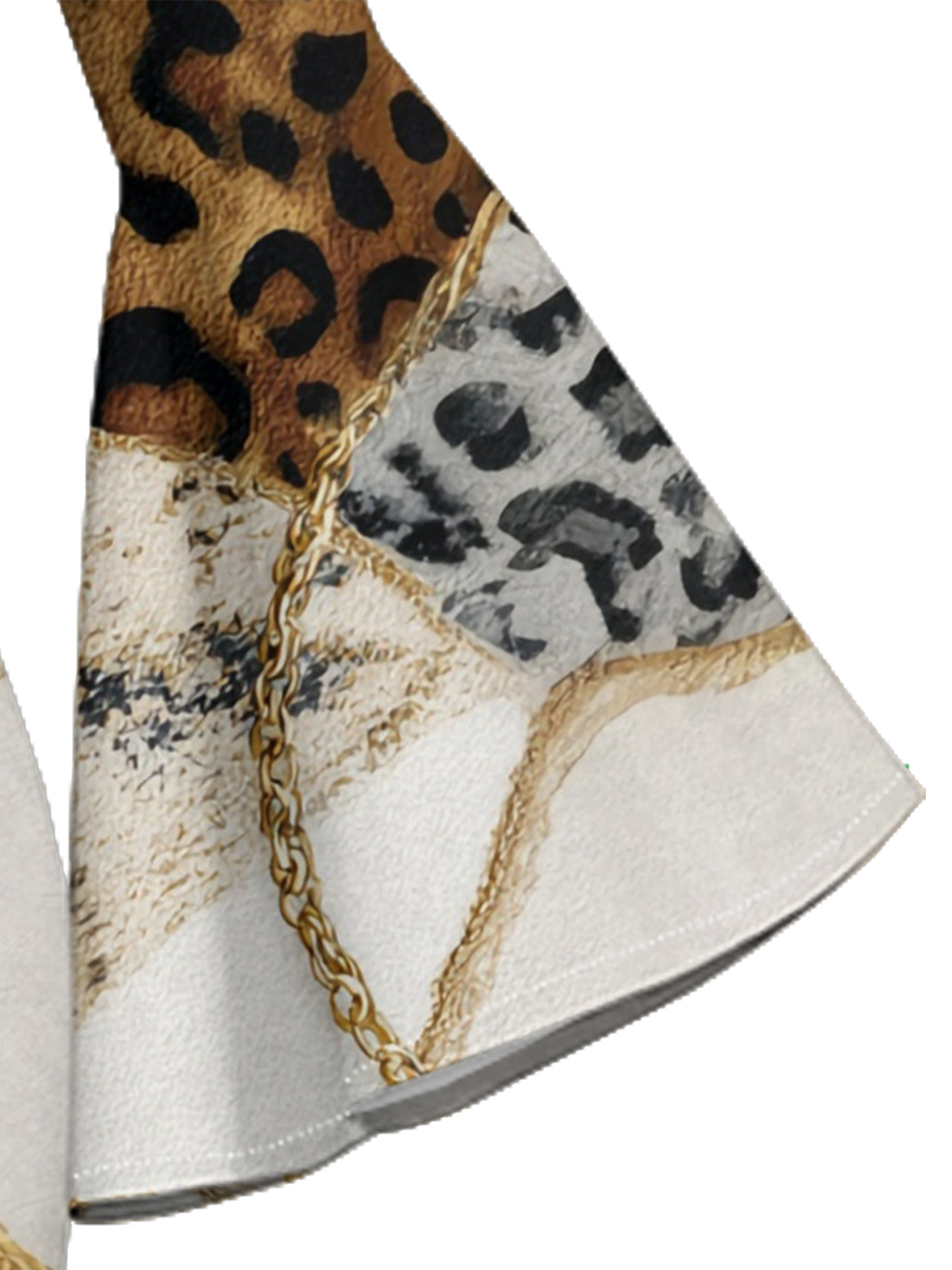 Luxury Patchwork Animal Flare Sleeve Bodycon Midi Dress GHI2564