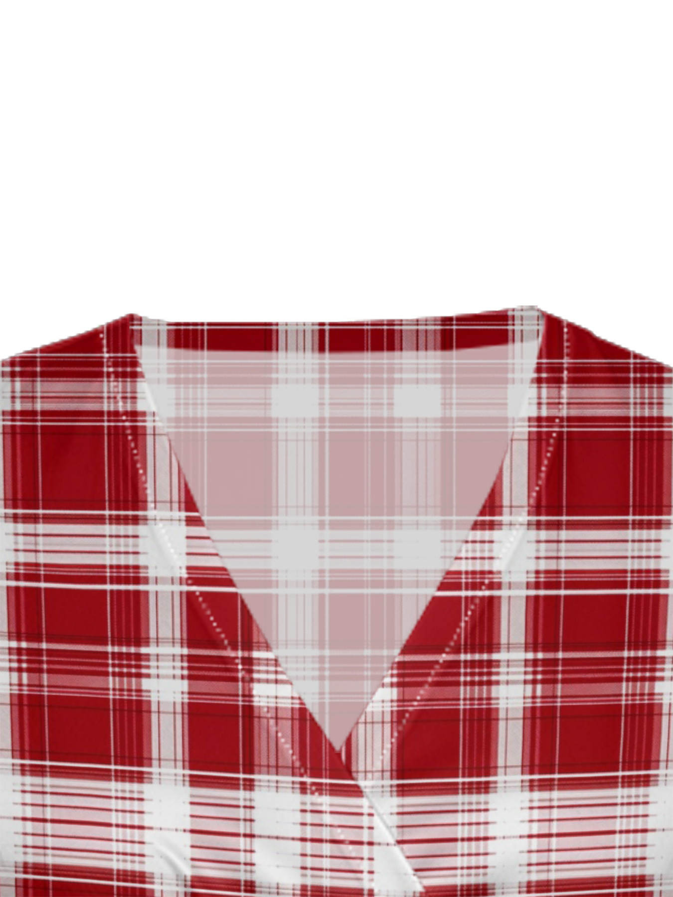 Red Plaid Cap Sleeve V-Neck Midi Dress