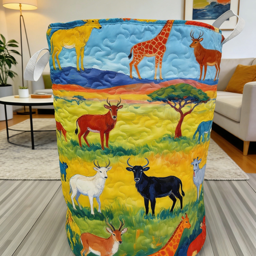African Safari Quilted Laundry Basket [Real Shot]09