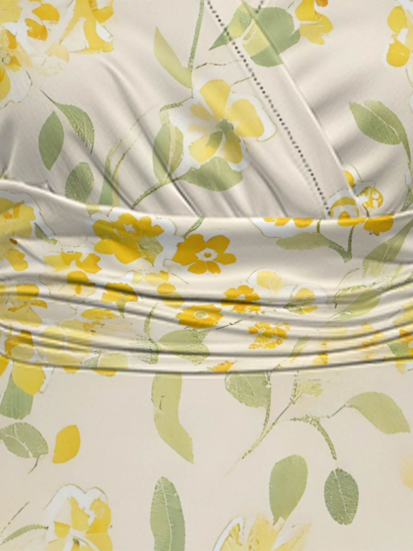 Yellow Floral Watercolor Cap Sleeve V-Neck Midi Dress