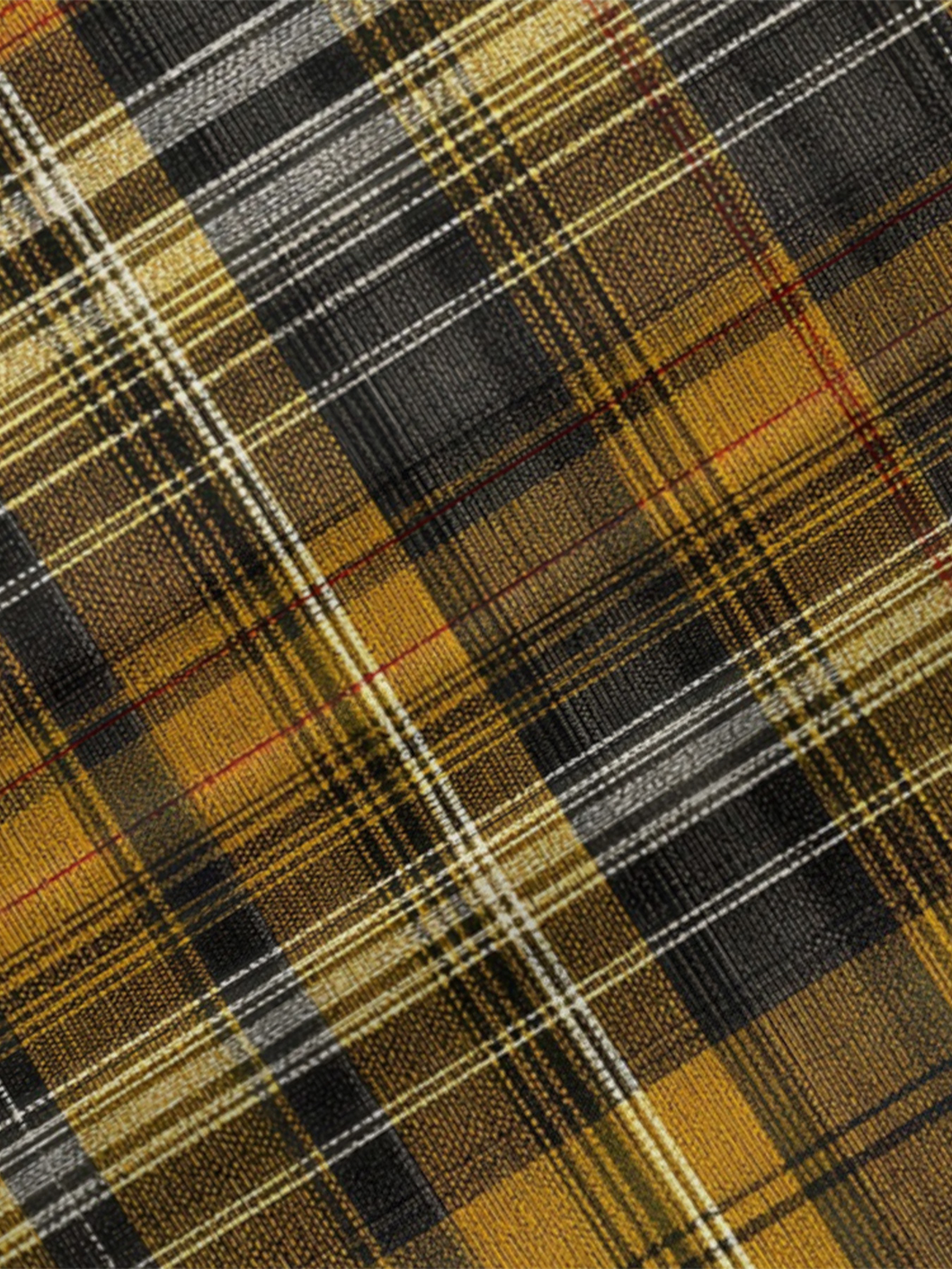 Mustard Plaid V-Neck Bodycon Midi Dress