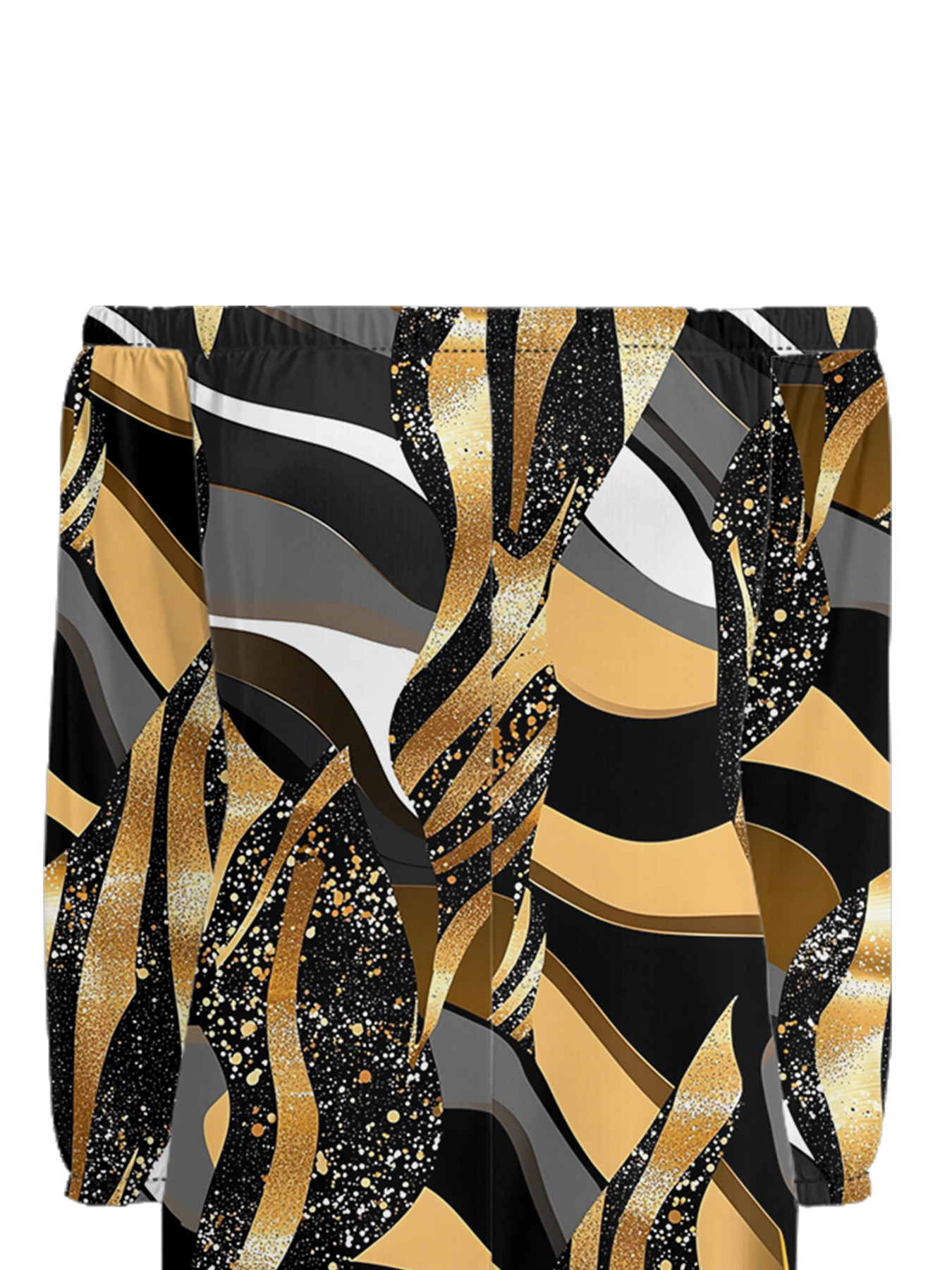 Glitter Gold Swirl Off-Shoulder Jumpsuit