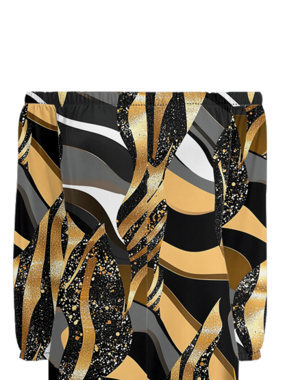 Glitter Gold Swirl Off-Shoulder Jumpsuit