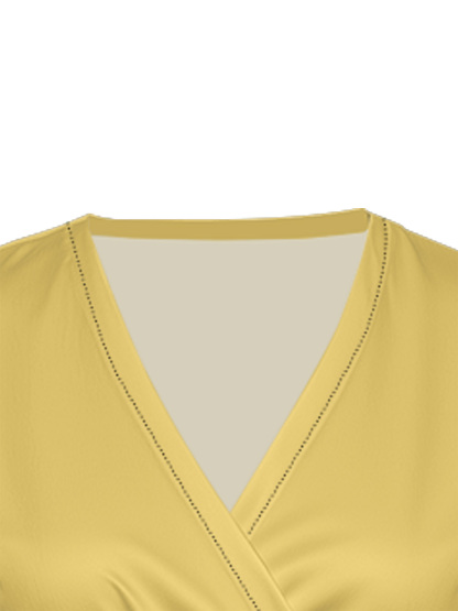 Bright Yellow Cap Sleeve V-Neck Midi Dress