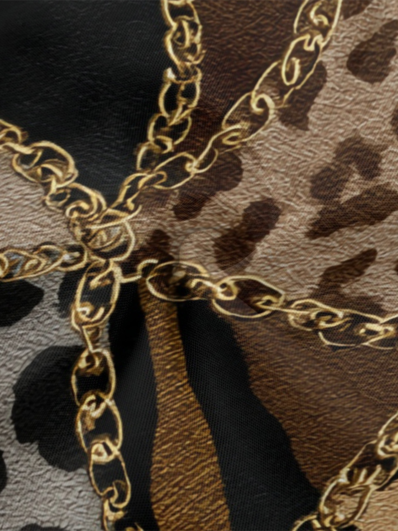 Brown & Gold Leopard Flare Sleeve Bodycon Midi Dress JKL3675