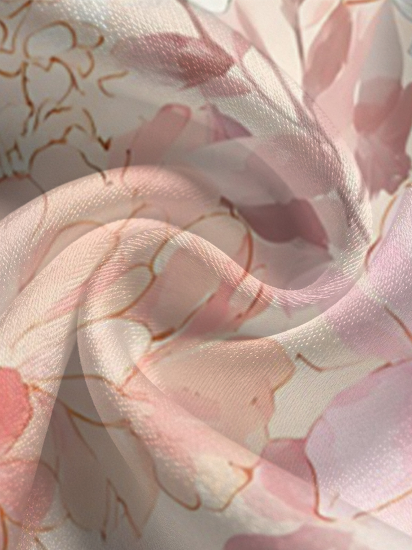 Blush Pink Floral Watercolor Long Sleeve Zip-Up Jumpsuit 