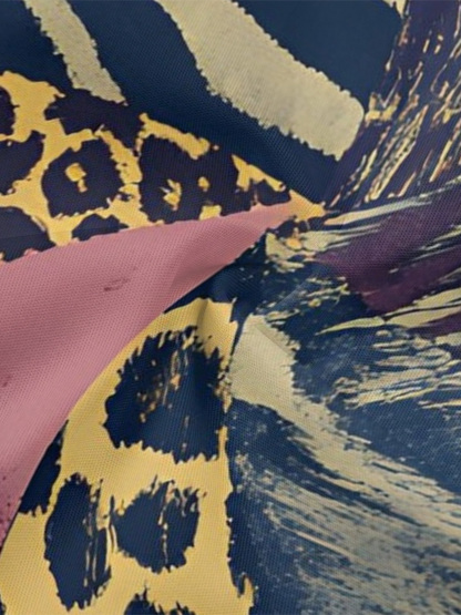 Mixed Animal Flare Sleeve Bodycon Midi Dress EFG4786