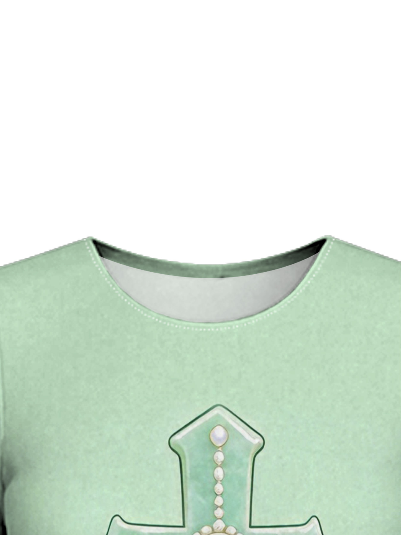 Mint Green Pearl Cross Easter Flare Sleeve Bodycon Midi Dress