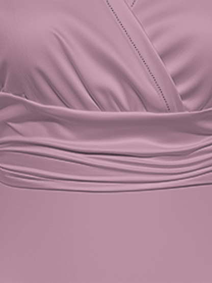 Dusty Pink Cap Sleeve V-Neck Midi Dress