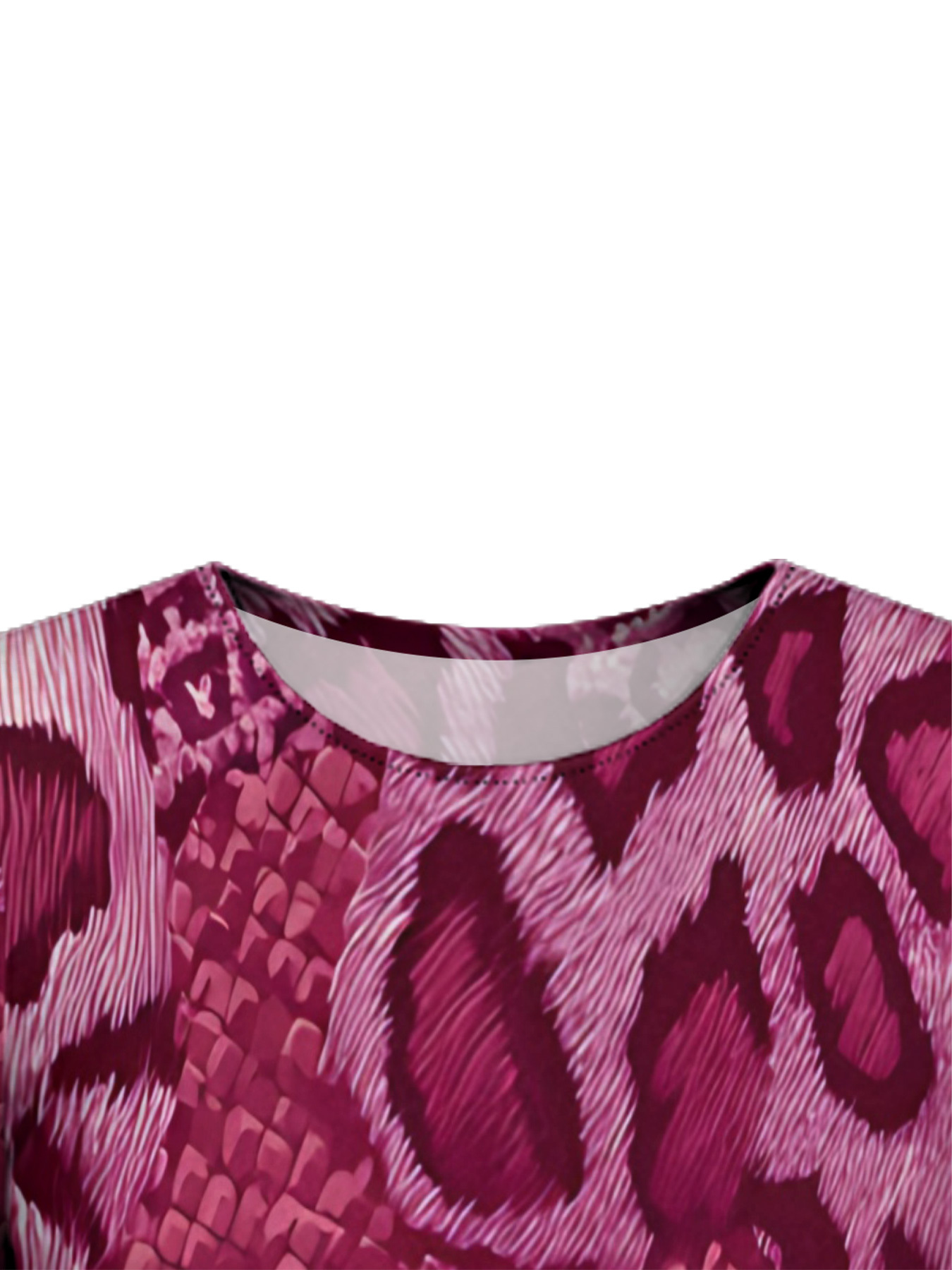 Berry Pink Mixed Animal Print Bell Flare Sleeve Bodycon Midi Dress