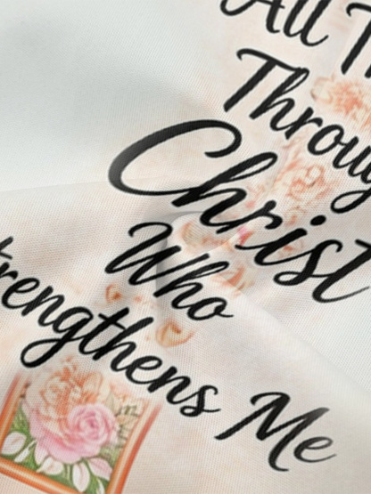 Pink Floral Cross Scripture Easter Flare Sleeve Bodycon Midi Dress JIHB2863