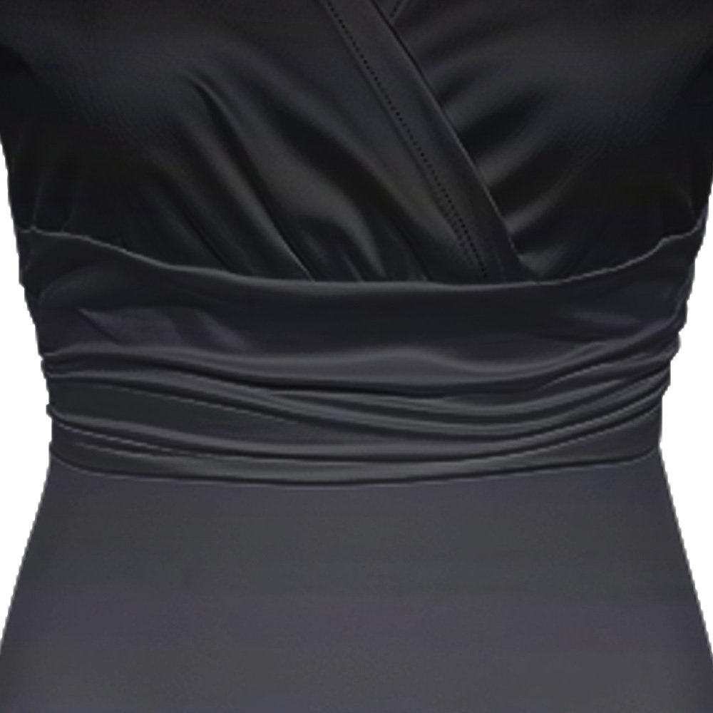 Black to Pink Ombre Cap Sleeve V-Neck Midi Dress BEH741