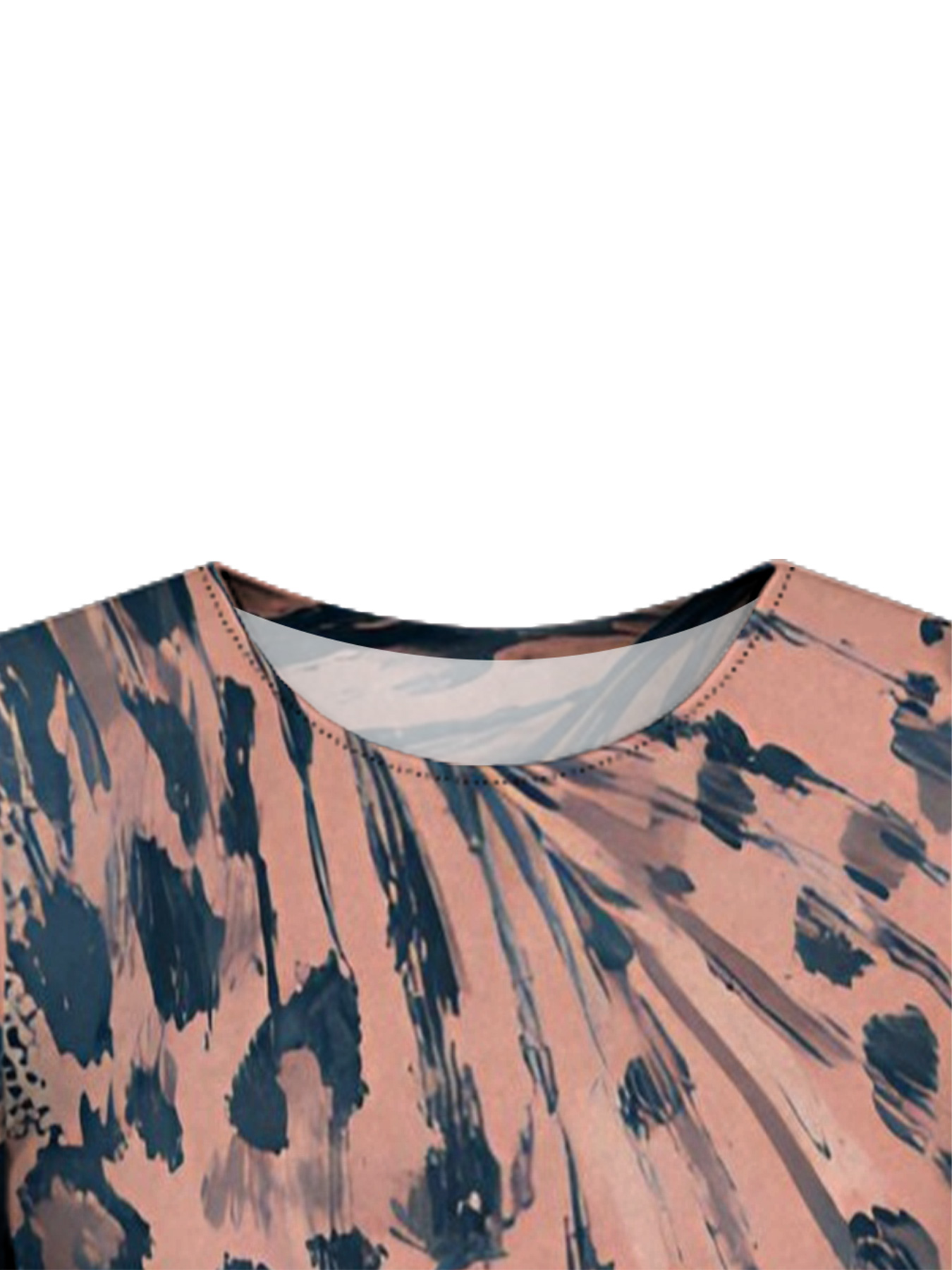 Pink & Navy Watercolor Animal Flare Sleeve Bodycon Midi Dress VWX7129