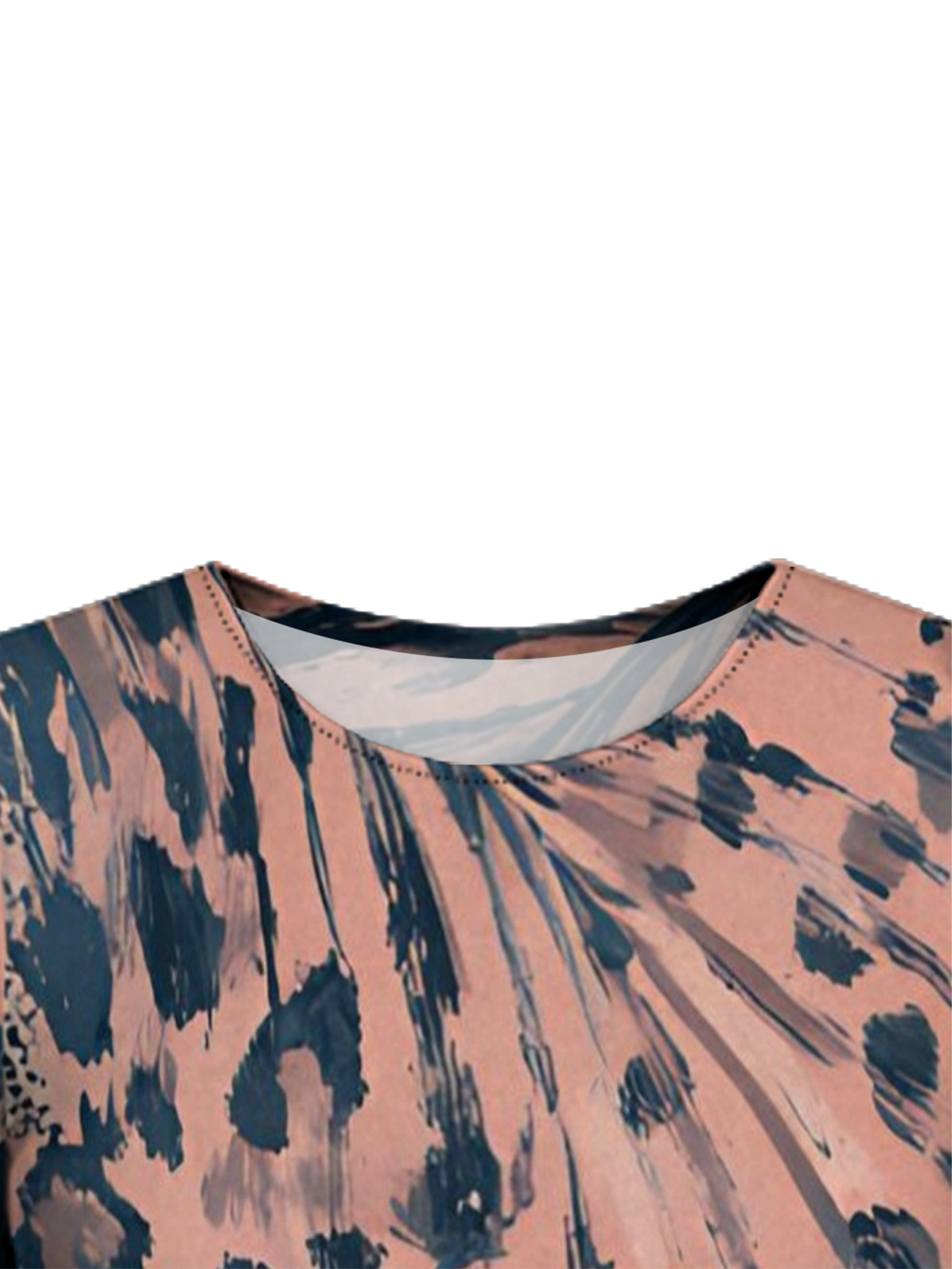 Pink & Navy Watercolor Animal Flare Sleeve Bodycon Midi Dress VWX7129