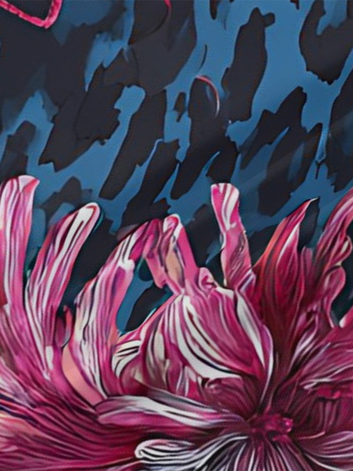 Blue Leopard Pink Floral V-Neck Bodycon Midi Dress