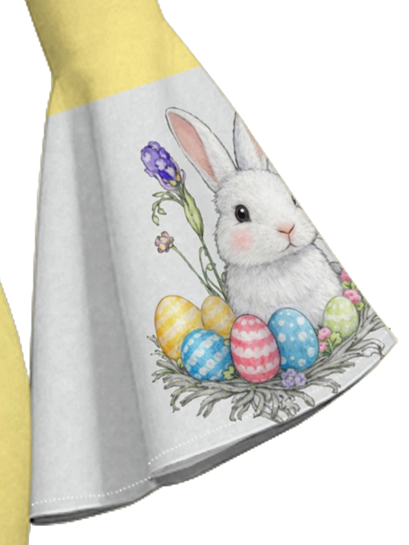 Sunny Yellow Easter Bunny Cross Easter Flare Sleeve Bodycon Midi Dress