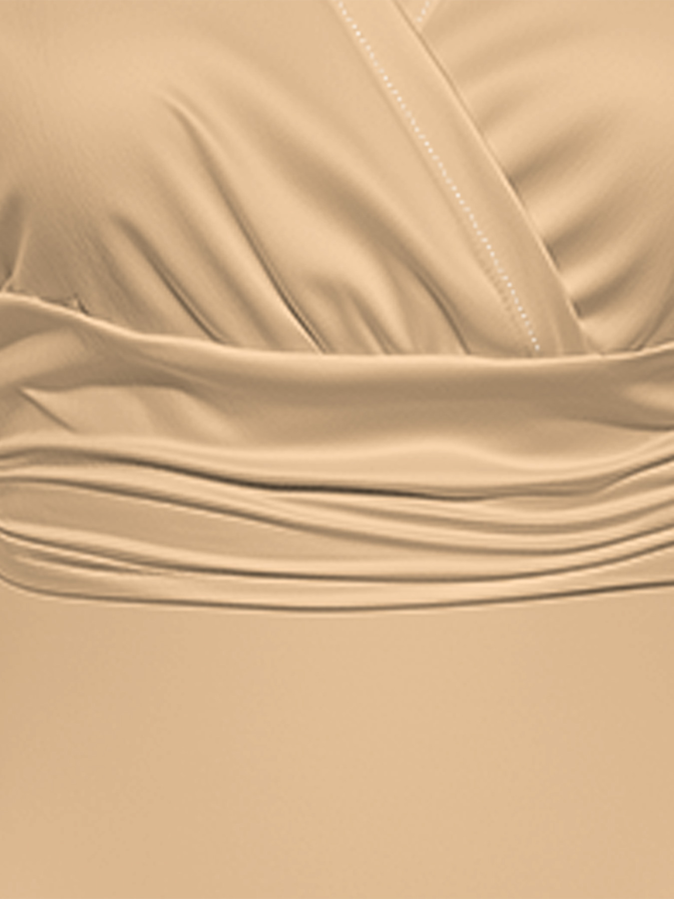 Beige Cap Sleeve V-Neck Midi Dress