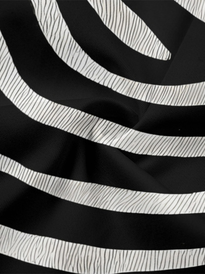 Zebra Stripe Flare Sleeve Bodycon Midi Dress