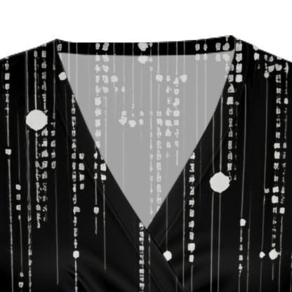 Black White Dot Stripe Cap Sleeve V-Neck Midi Dress BFI630