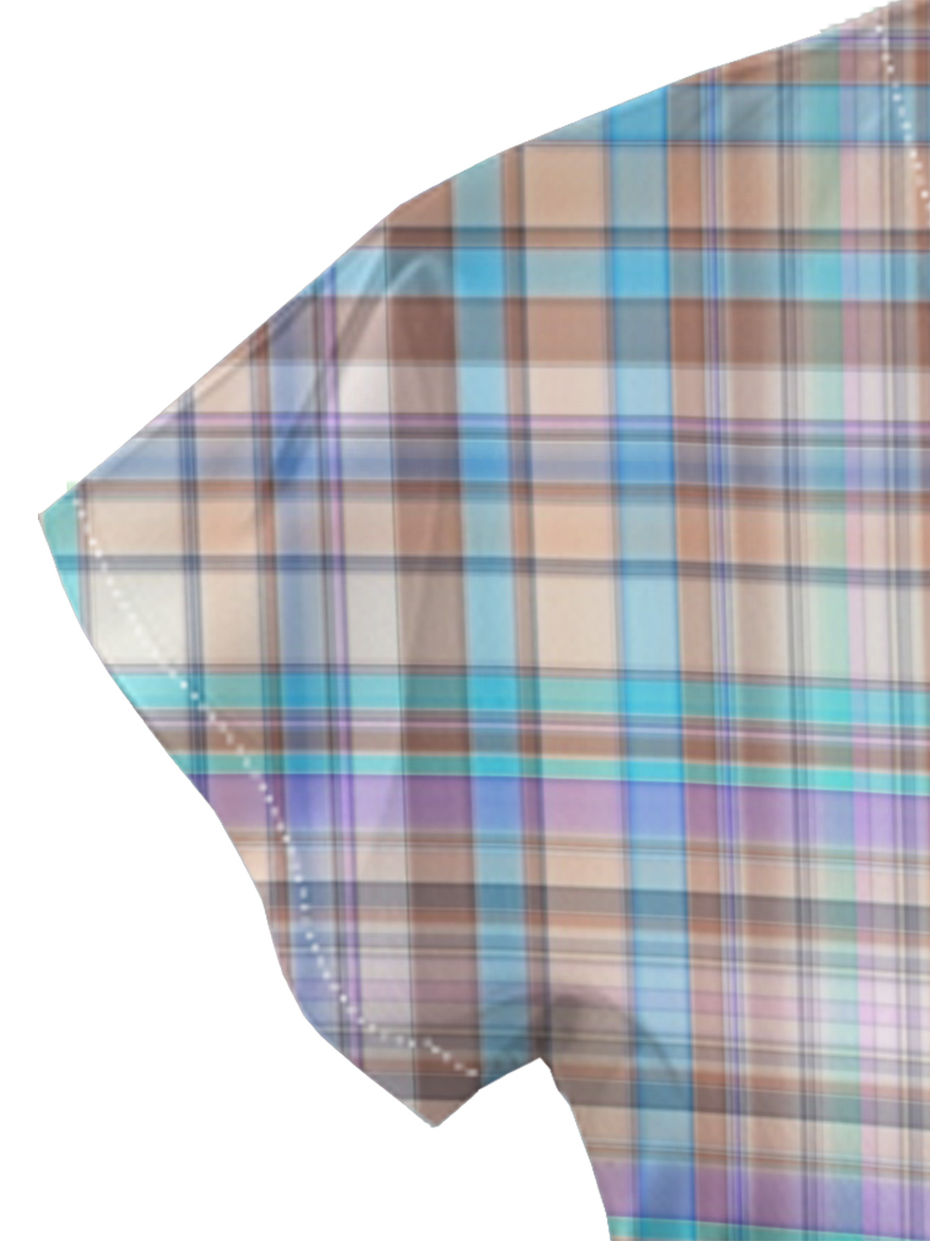 Pastel Plaid Cap Sleeve V-Neck Midi Dress