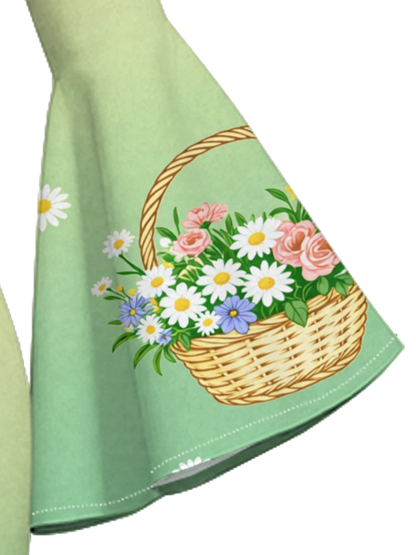 Christian Floral Basket Cross Flare Sleeve Bodycon Midi Dress