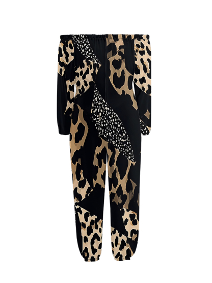 Leopard & Dalmatian Print Off-Shoulder Jumpsuit