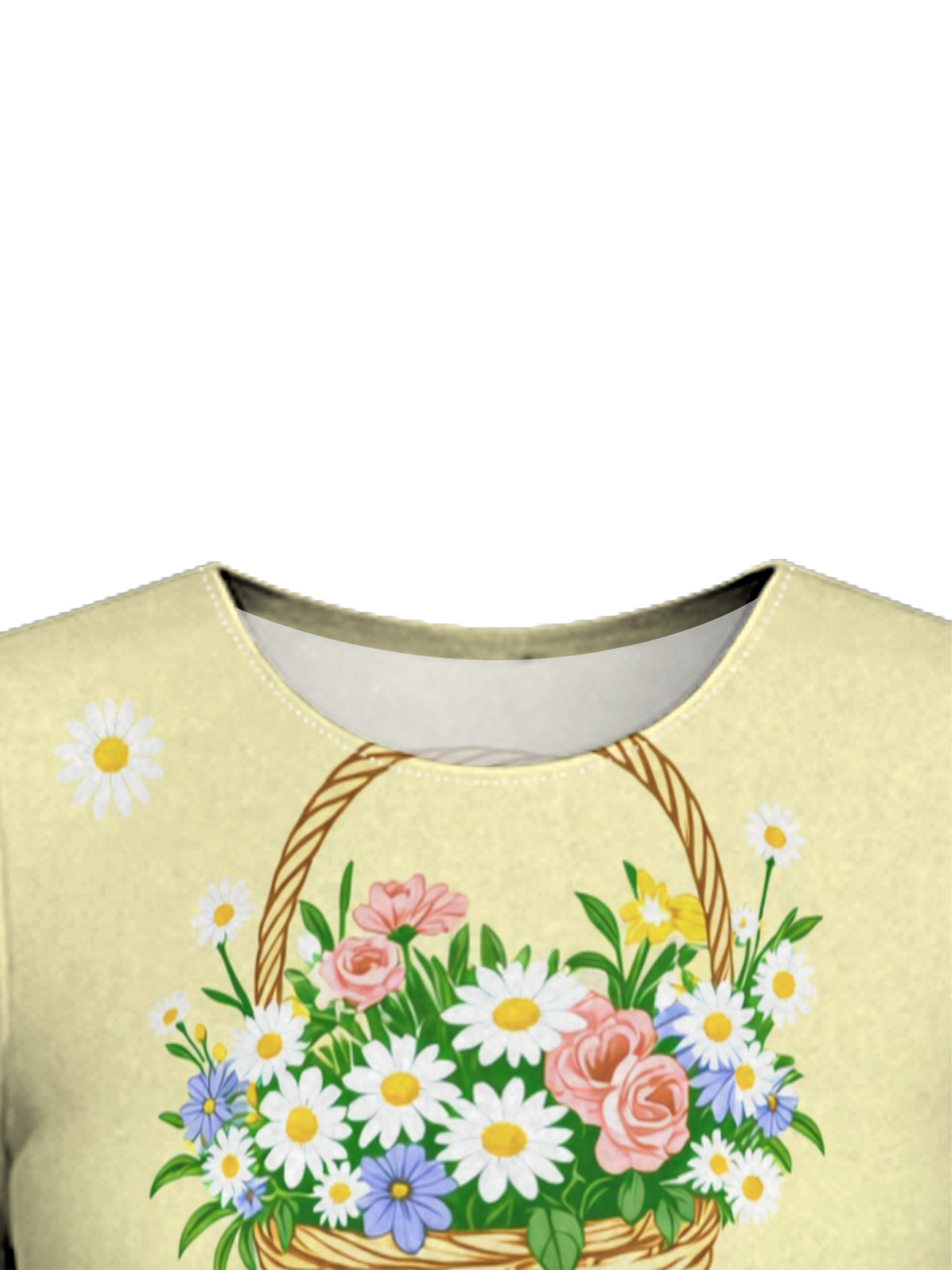 Christian Floral Basket Cross Flare Sleeve Bodycon Midi Dress