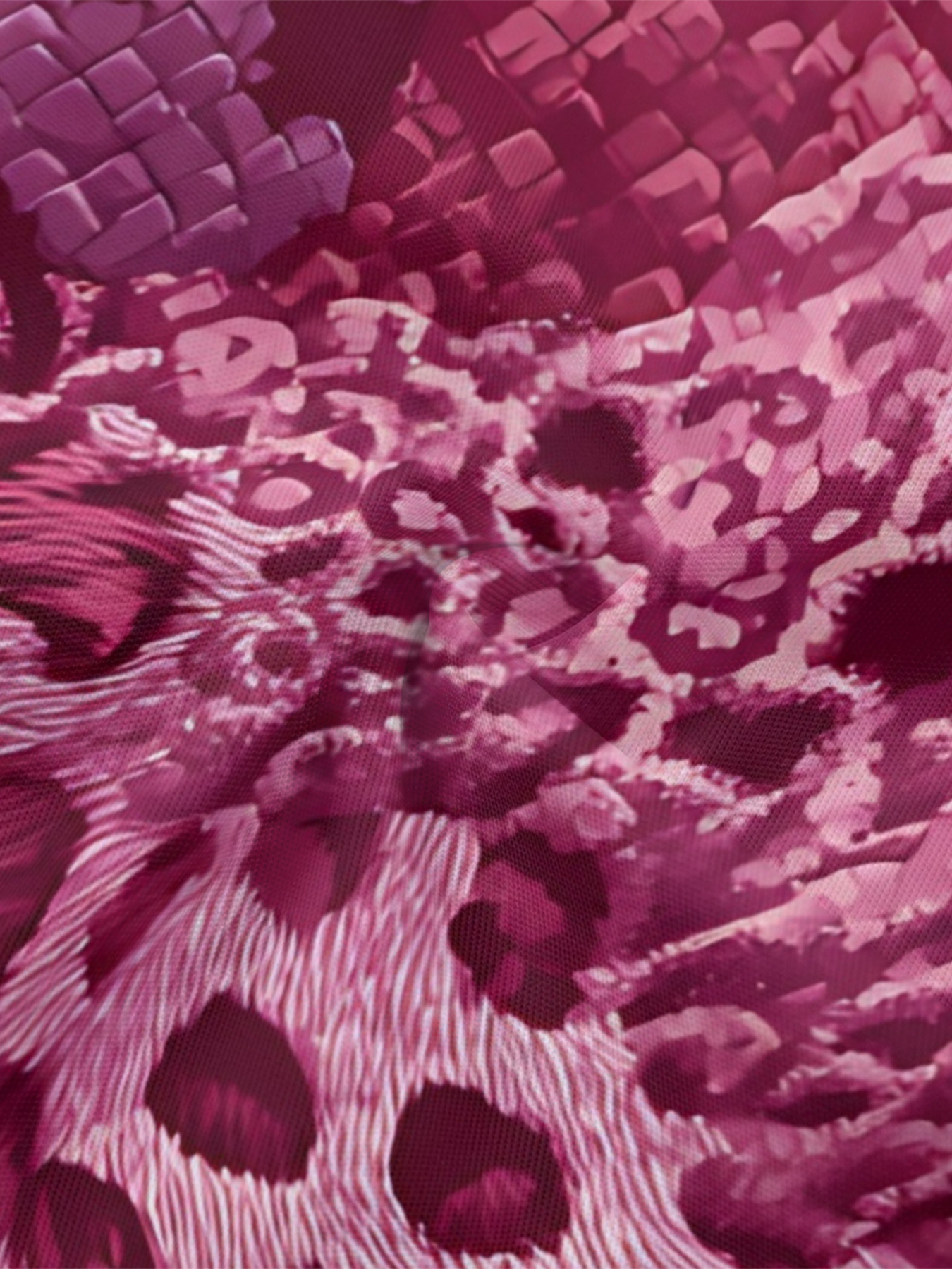 Berry Pink Mixed Animal Print Bell Flare Sleeve Bodycon Midi Dress