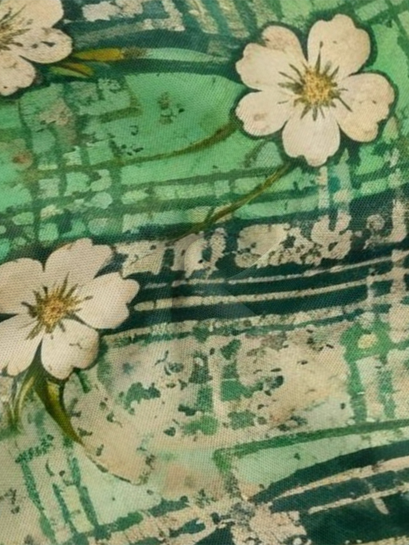 Green Plaid Floral Flare Sleeve Bodycon Midi Dress DCB840