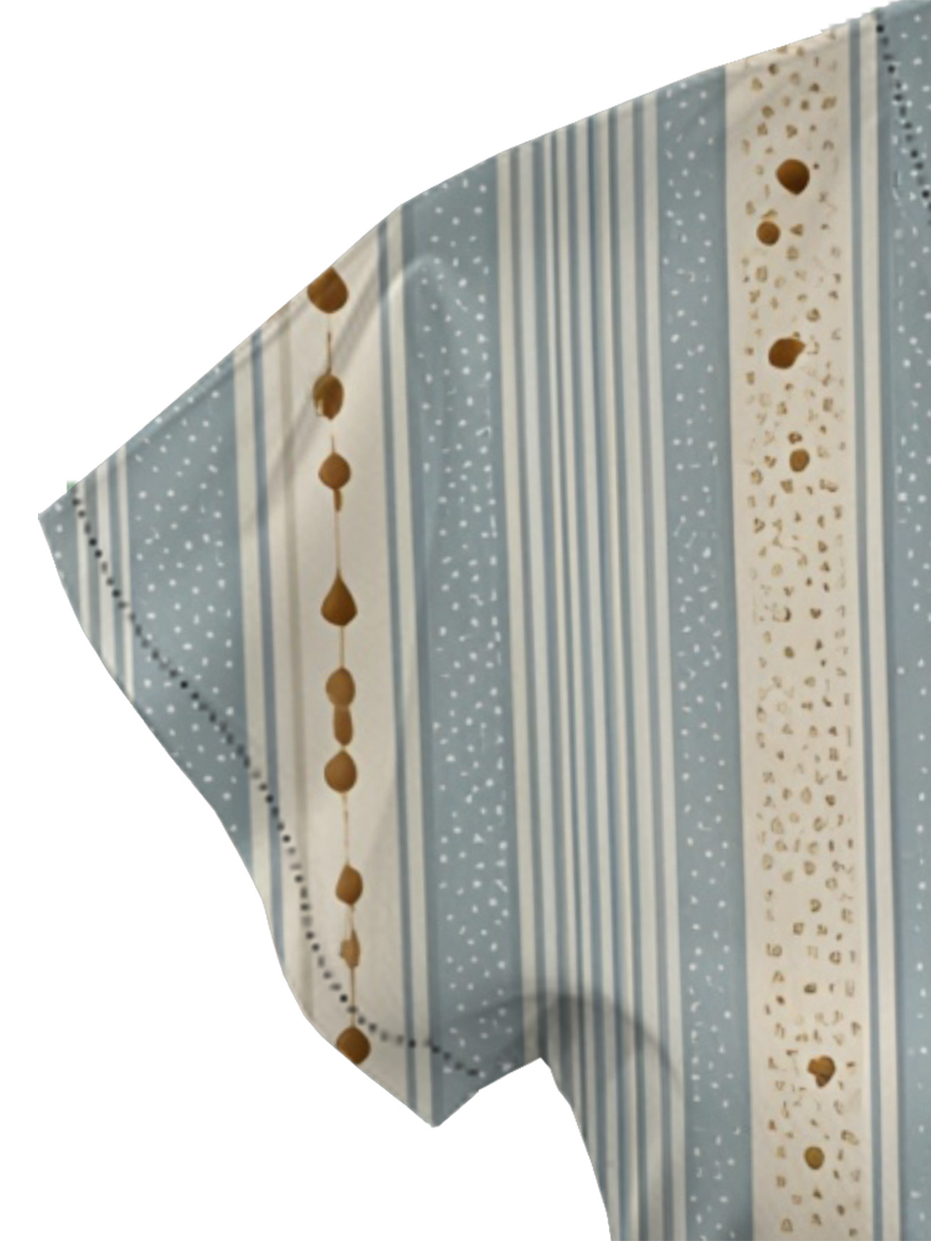 Light Blue & Beige Dotted Cap Sleeve V-Neck Midi Dress