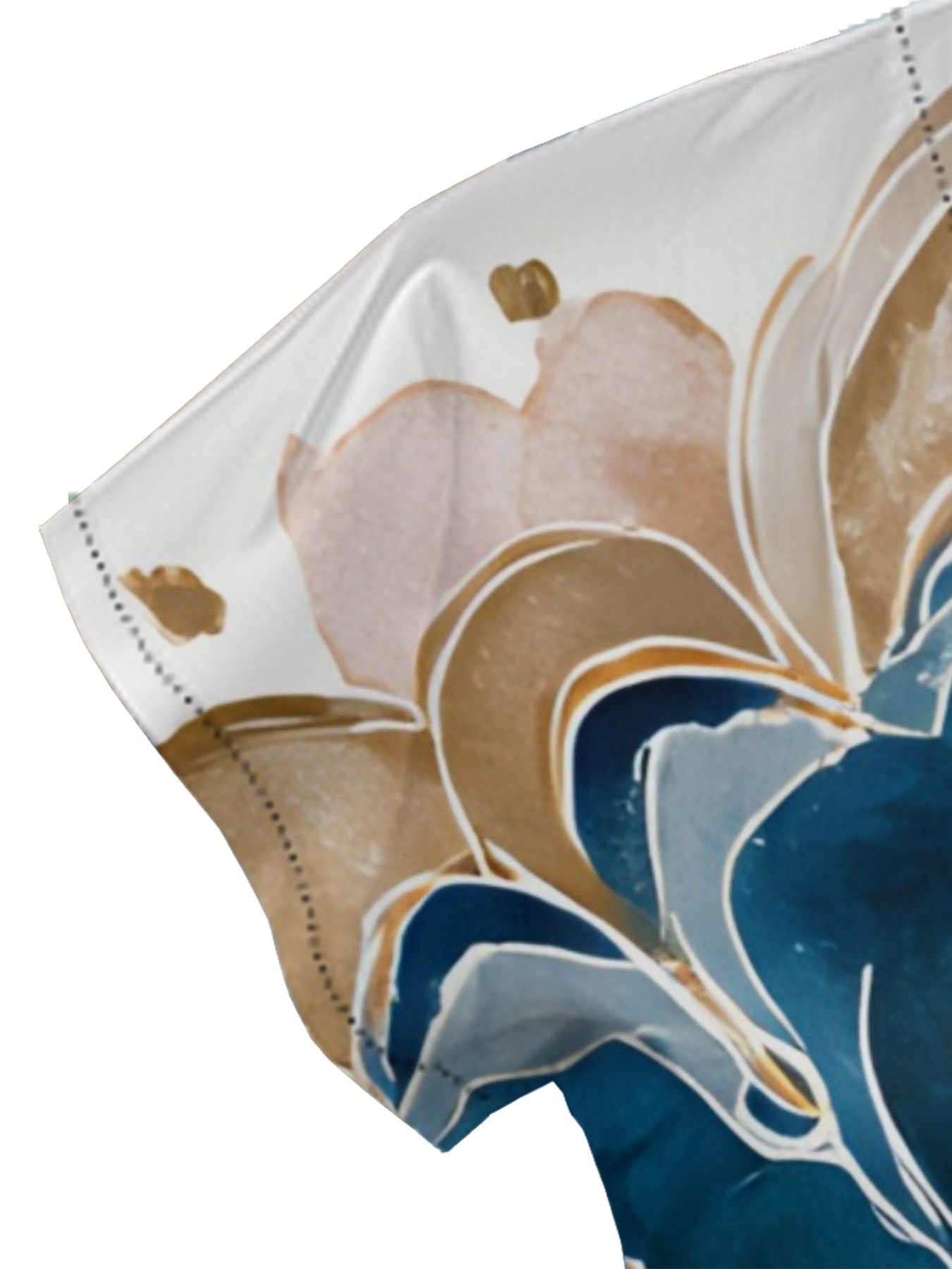 Blue & Gold Floral Cap Sleeve V-Neck Midi Dress OIJUY8678