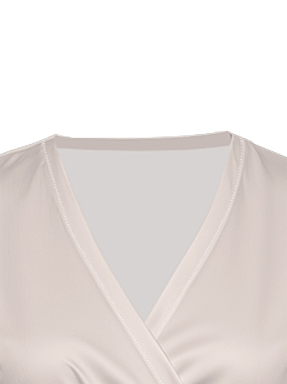 Ivory Cap Sleeve V-Neck Midi Dress