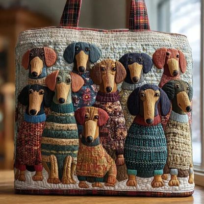 Adorable Dachshund Quilted Tote Bag