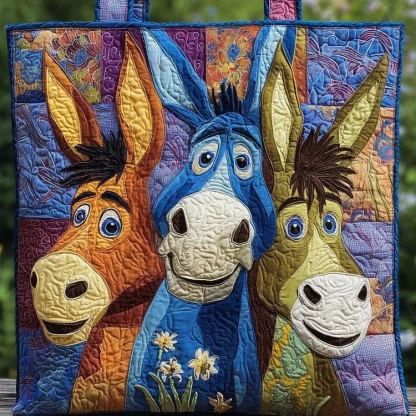 Whimsical Donkeys Quilted Tote Bag