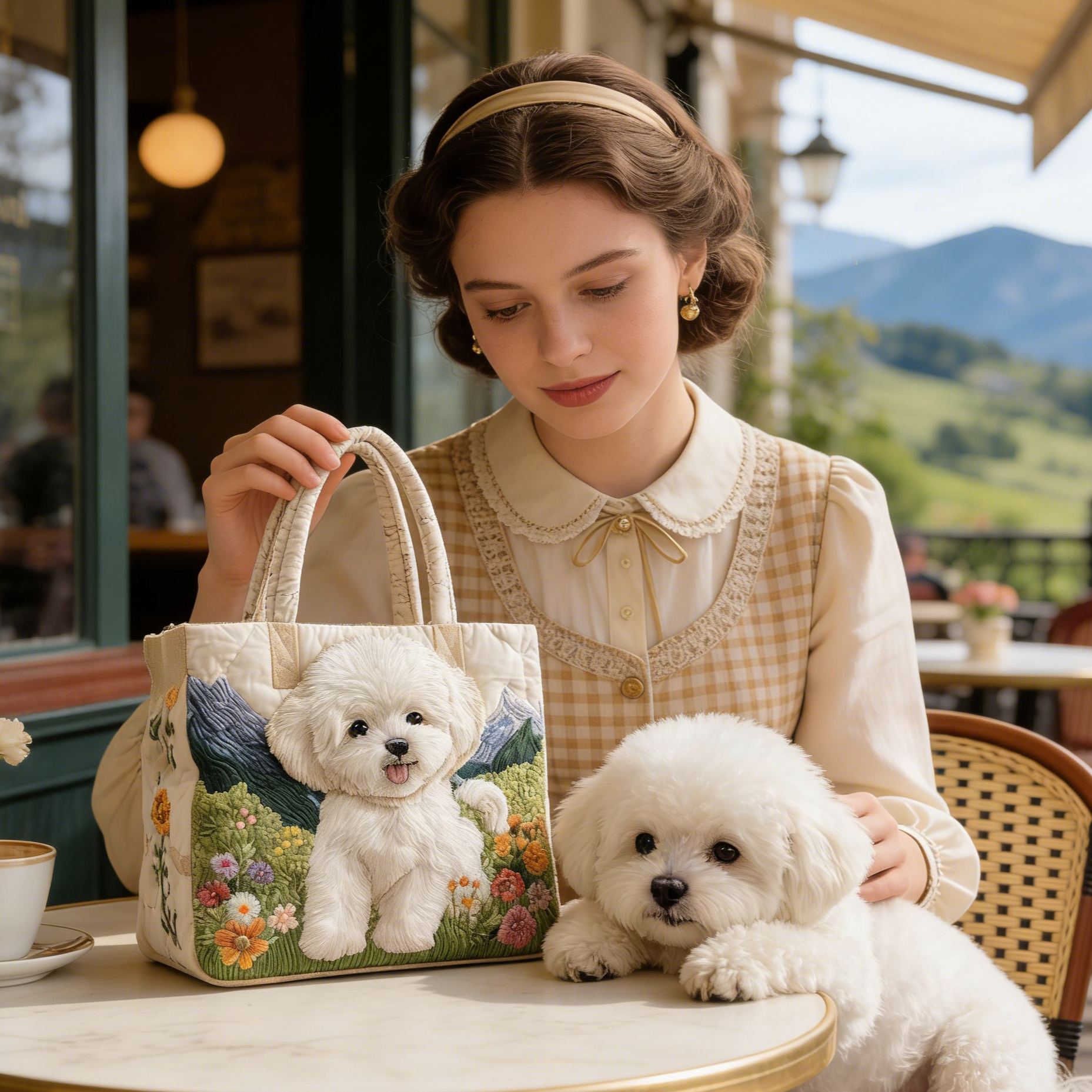 [ Next day shipment ] Adorable Bichon Quilted Tote Bag