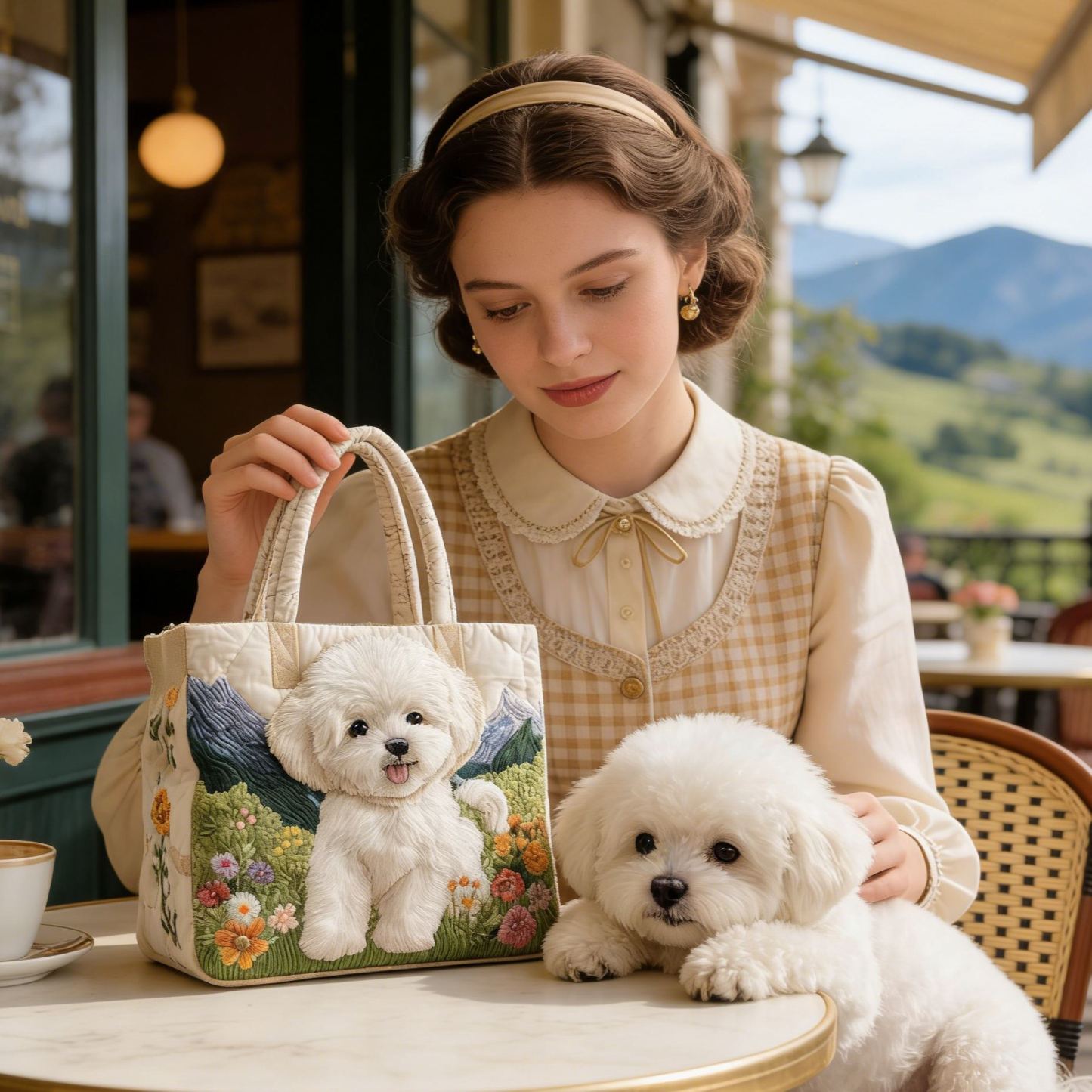 [ Next day shipment ] Adorable Bichon Quilted Tote Bag