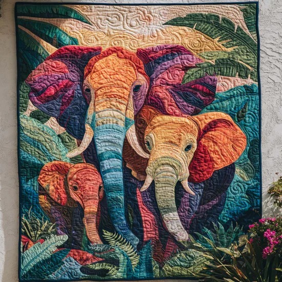 Elephant Quilted Blanket 