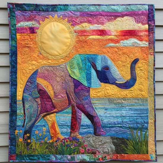 Elephant Quilted Blanket 