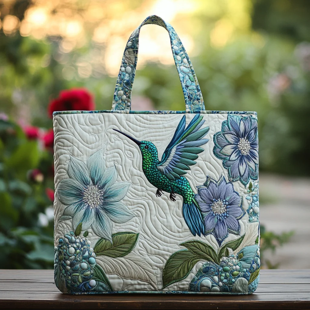 Hummingbird Song Quilted Tote Bag