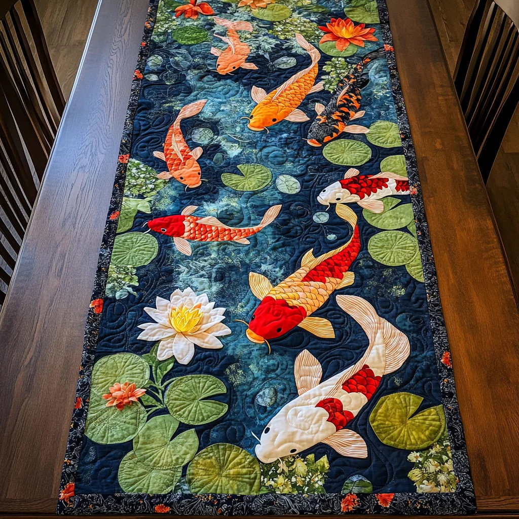 Koi Fish Quilted Table Runner