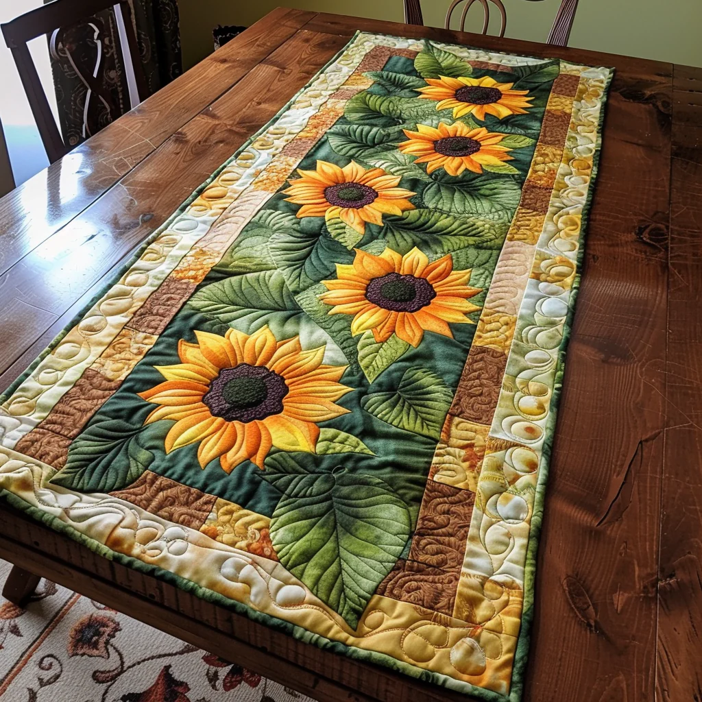 Sunflower Quilted Table Runner