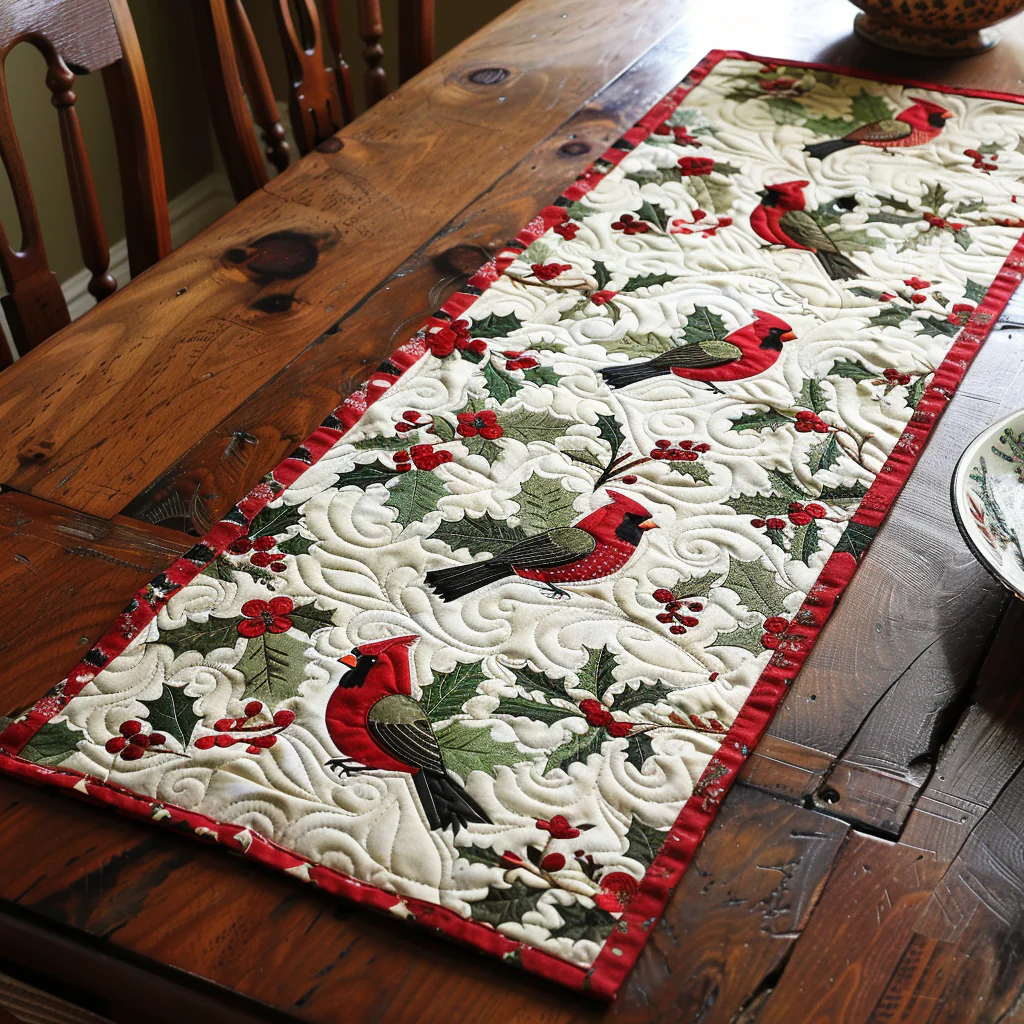 Crimson Call Quilted Table Runner