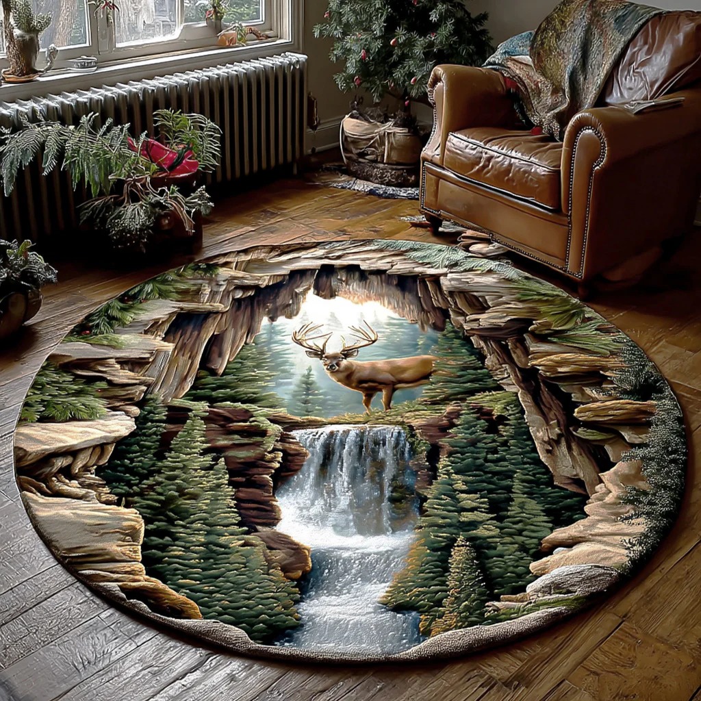 Forest Deer Round Carpet
