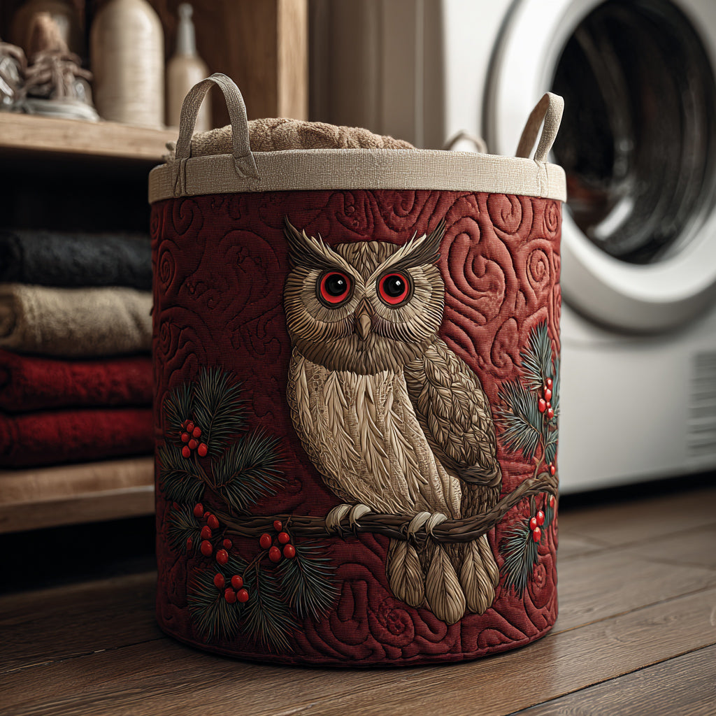 Owl Night Quilted Laundry Basket