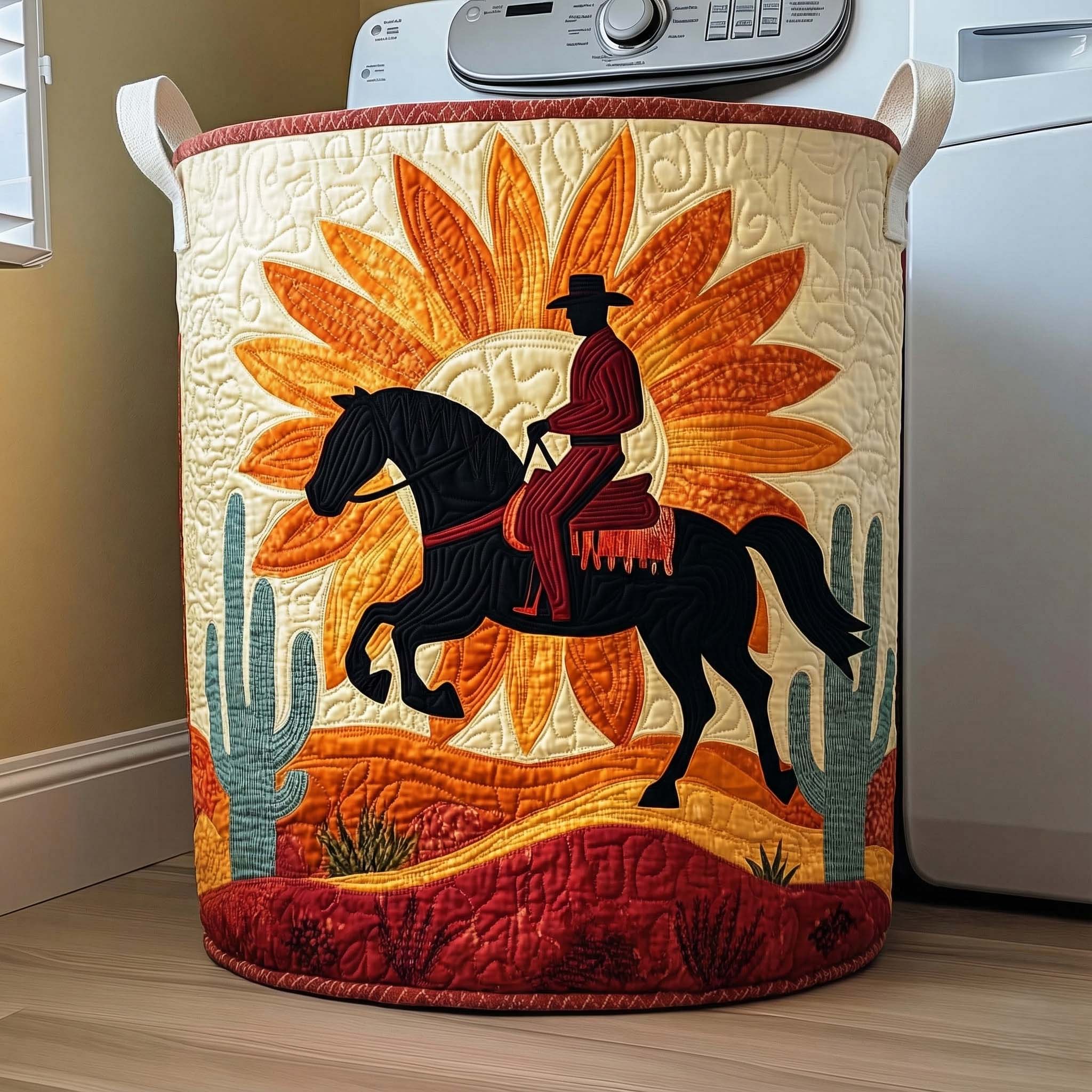 Rodeo Cowboy Quilted Laundry Basket